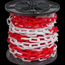 Afspærring Og Afmærkning^Plastkæde rød/hvid 6 mm x 25 m