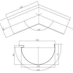Plastmo Ståltagrender^udvendig gering nr. 11, 45° stål plus