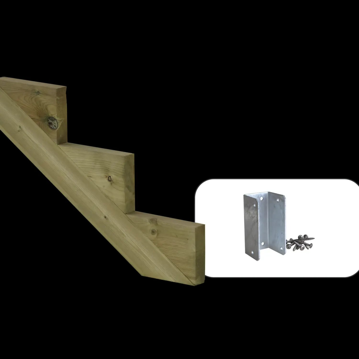 Plus Trapper Og Lemme^34,2° Trappevange 3 trin m/beslag Trindybde 25 cm