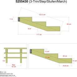 Plus Trapper Og Lemme^19º Trappevange 3 trin m/beslag  Trindybde 39 cm