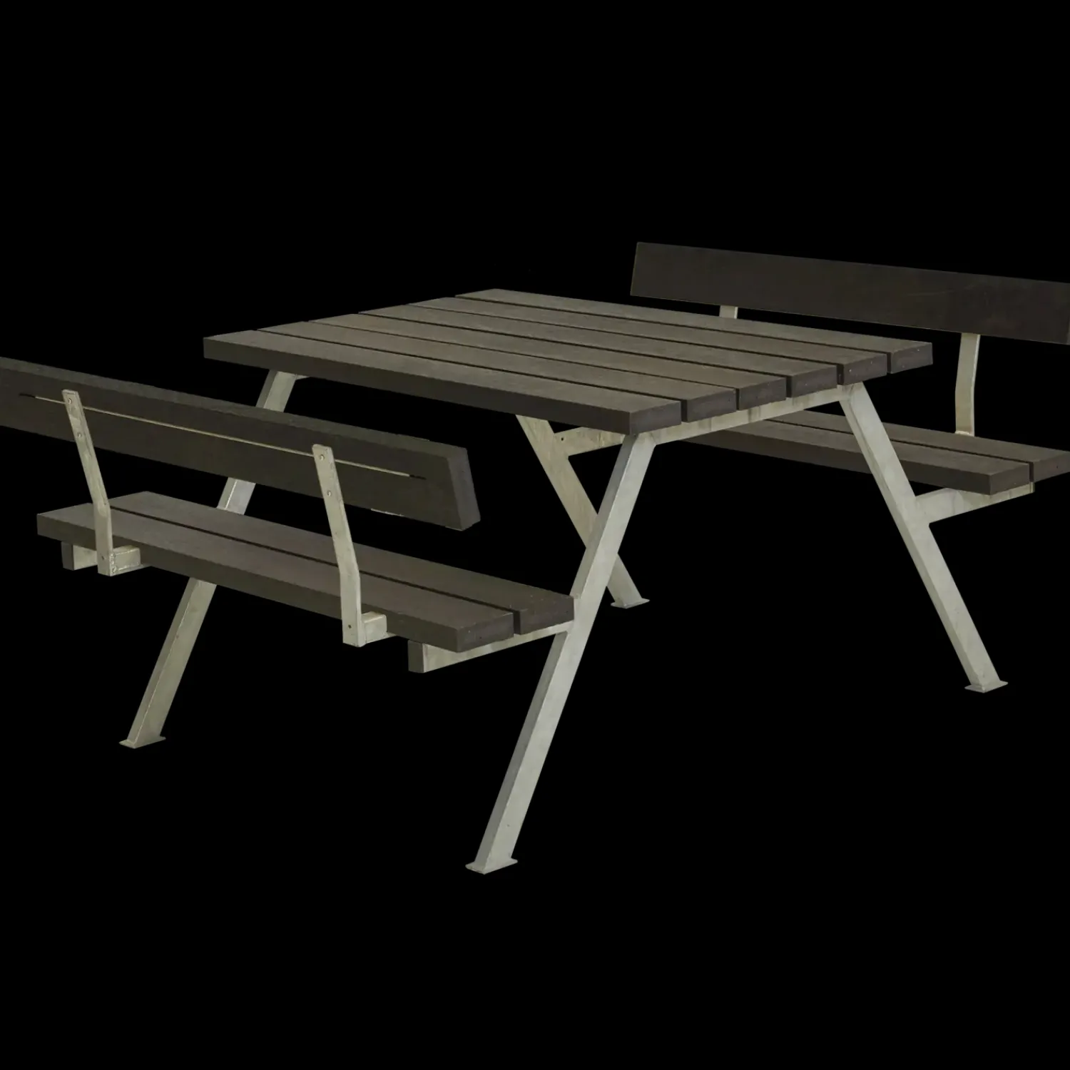 Plus Bord- Og Bænkesæt^Alpha bord- og bænkesæt med 2 ryglæn trykimrpægneret, 118 cm