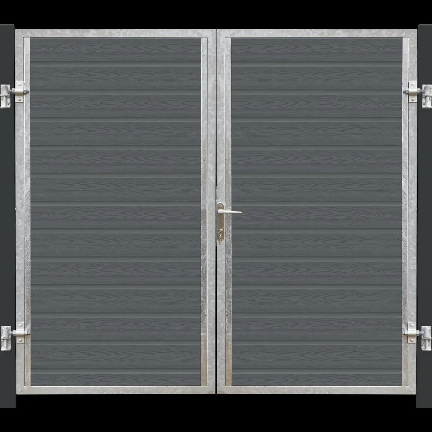 Plus Havelåger^Artura dobbeltlåge m/stålstolpe højrehængt 197x135 cm gråsort