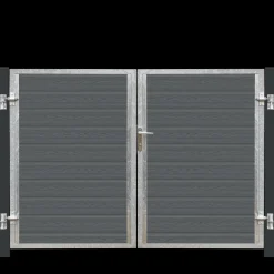 Plus Havelåger^Artura dobbeltlåge m/stålstolpe højrehængt 197x135 cm gråsort