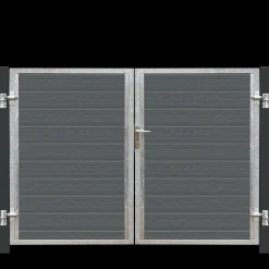 Plus Havelåger^Artura dobbeltlåge m/stålstolpe højrehængt 197x135 cm gråsort