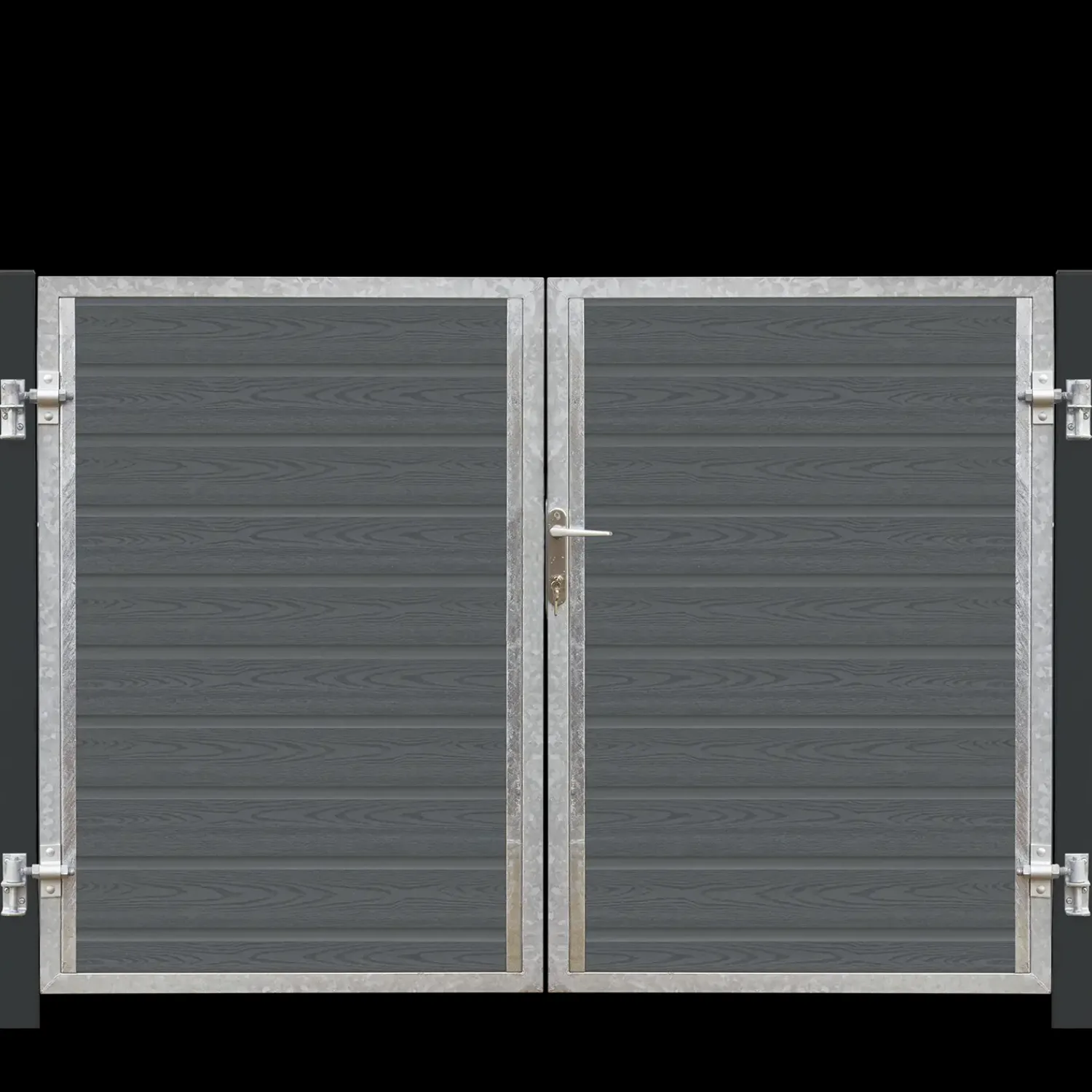 Plus Havelåger^Artura dobbeltlåge m/stålstolpe højrehængt 197x135 cm gråsort