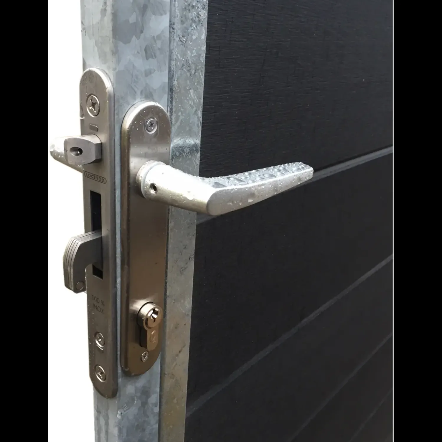 Plus Havelåger^Artura dobbeltlåge m/stålstolpe højrehængt 197x175 cm skifergrå