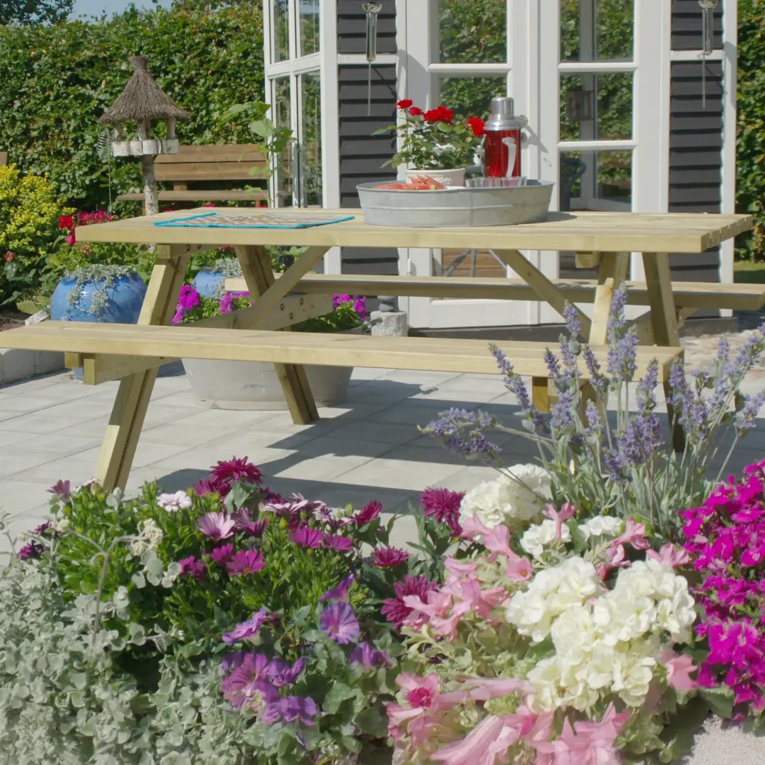 Online Plus bord- og bænkesæt trykimprægneret A/B, 177 cm