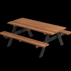 Outlet Plus Bord/bænkesæt 177 cm Gyldenbrun/Sort ThermoWood®/sort