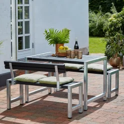 Plus Bord- Og Bænkesæt^Cafe Plankesæt med 2 ryglæn 127 cm trykimp