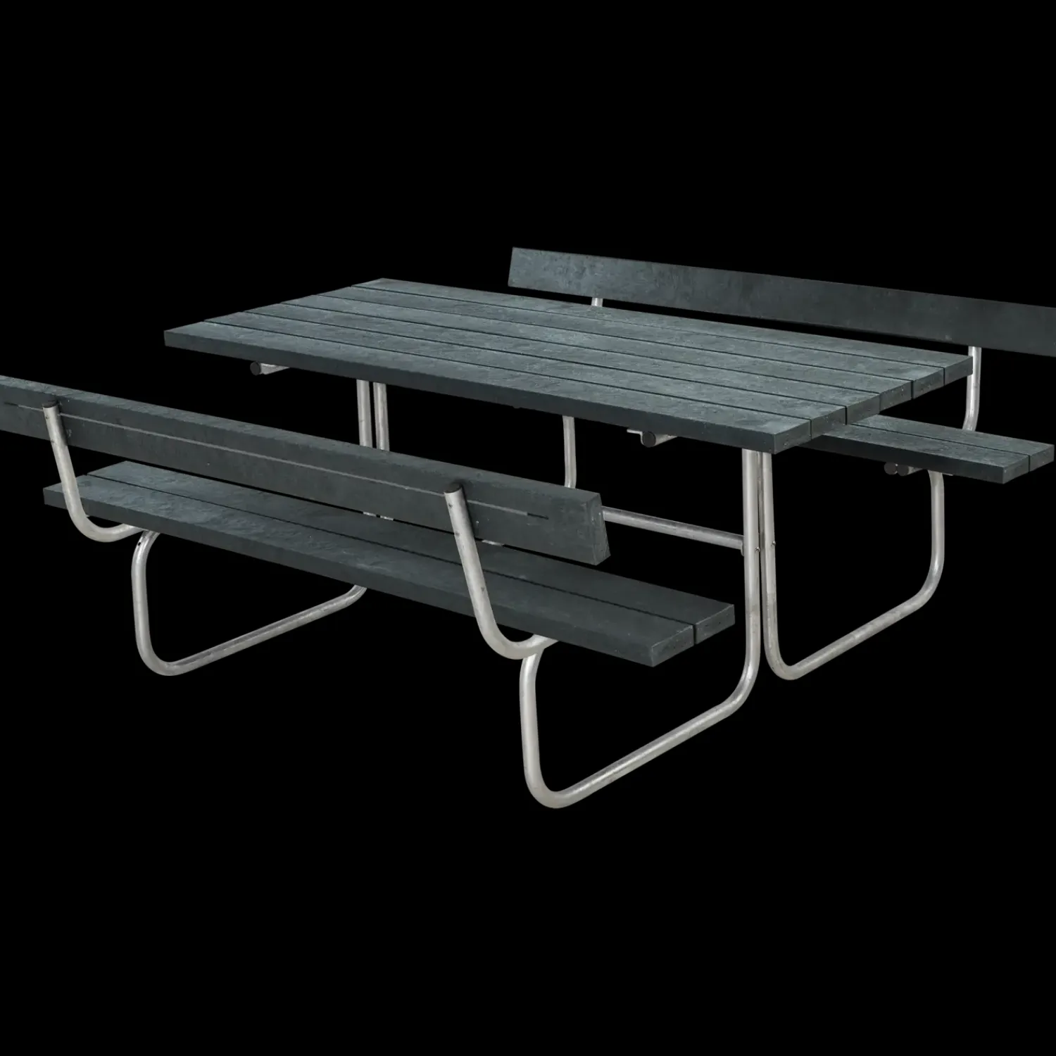 Outlet Plus Classic bord/bænkesæt med 2 ryglæn 177 cm sort