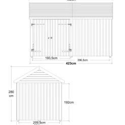 Outlet Plus Classic Multi Havehus 10 m²  2 moduler m/dobbeltdør og lukket front