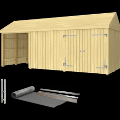 Sale Plus Classic Multi Havehus 14,5 m² 3 moduler m/dobbeltdør og åben/lukket front inkl. tagpap/alulister/H-stolpefødder