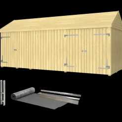 Online Plus Classic Multi Havehus 14,5 m² 3 moduler m/enkelt og dobbeltdør inkl. tagpap/alulister/H-stolpefødder