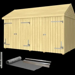 Plus Redskabsskure I Træ^Classic Multi Havehus 10 m² 2 moduler m/enkelt og dobbeltdør inkl. tagpap/alulister/H-stolpefødder