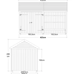 Clearance Plus Classic Multi Havehus 10 m²  2 moduler m/dobbeltdør og åben front