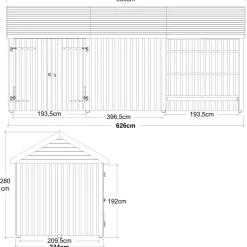 Outlet Plus Classic Multi Havehus 14,5 m² 3 moduler m/dobbeltdør og åben/lukket front