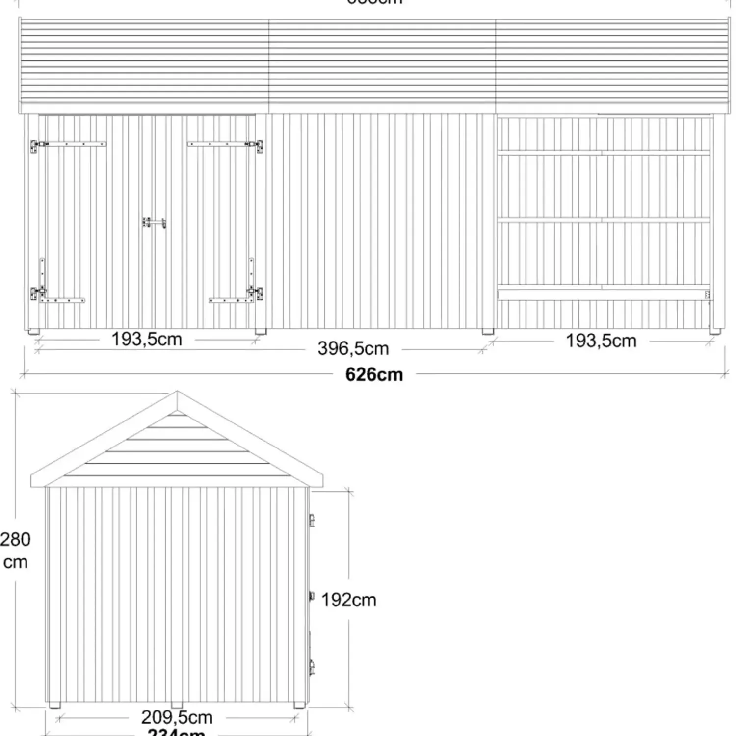 Outlet Plus Classic Multi Havehus 14,5 m² 3 moduler m/dobbeltdør og åben/lukket front