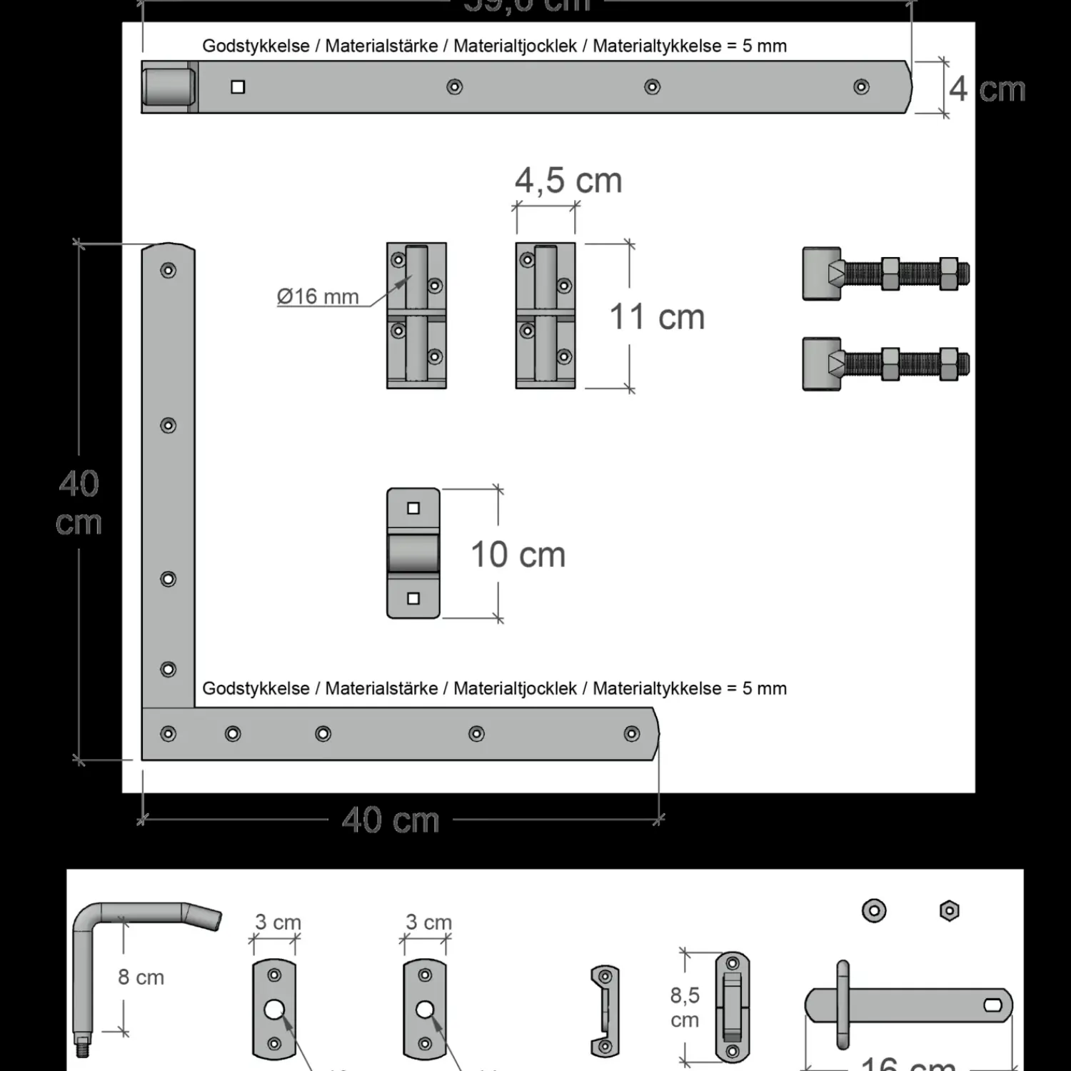 Discount Plus Country bred låge inkl. beslag 150x98 cm sort