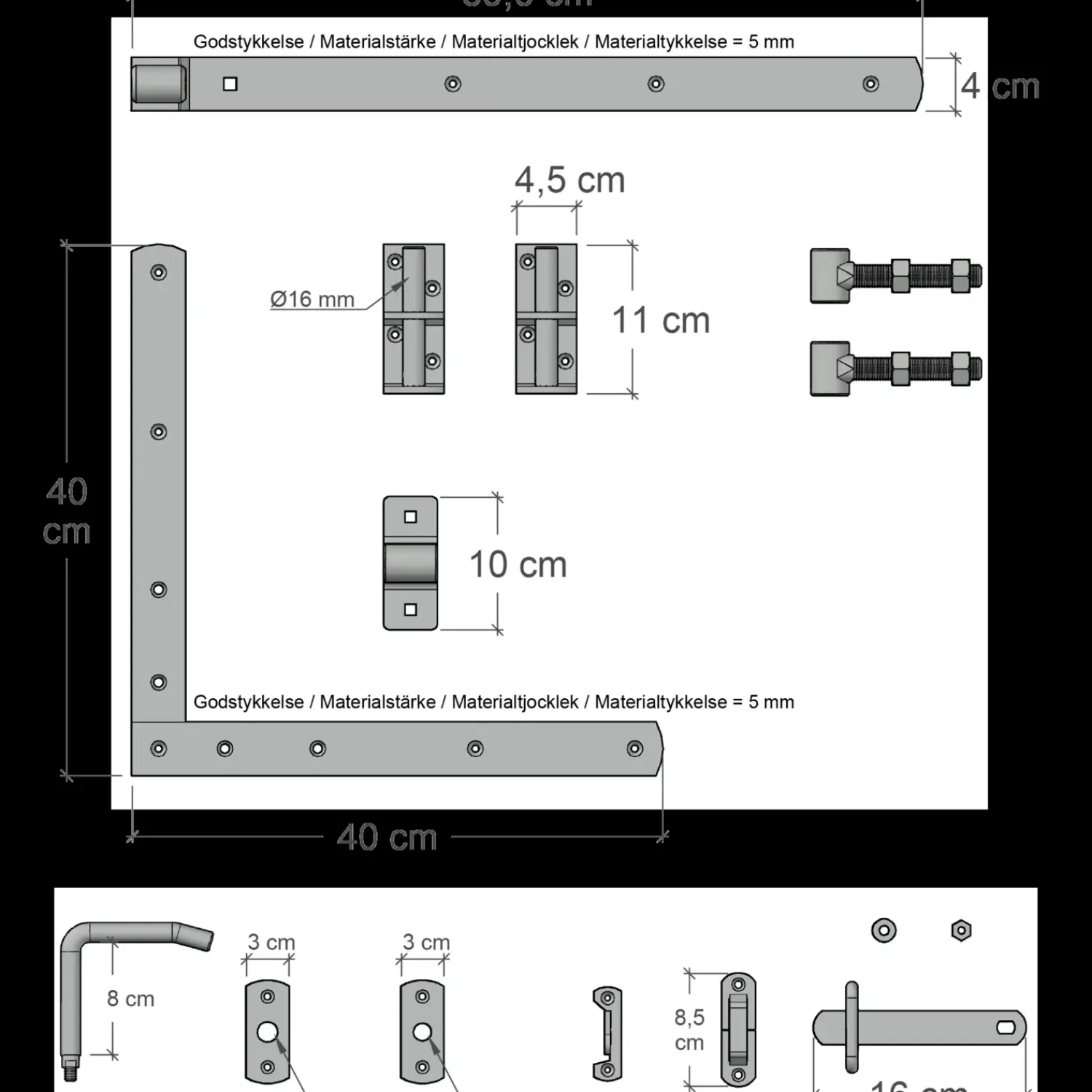 Plus Havelåger^Country bred låge inkl. beslag 150x98 cm hvid