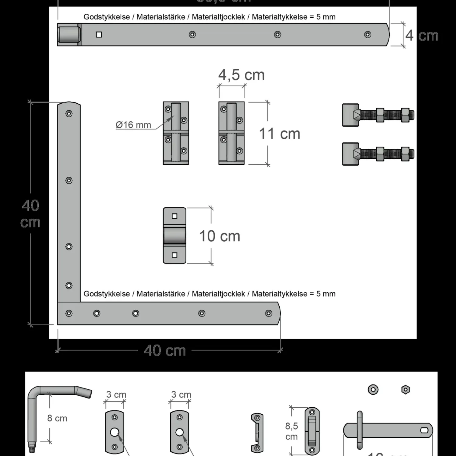 Plus Havelåger^Country enkeltlåge inkl. beslag 100x98 cm hvid