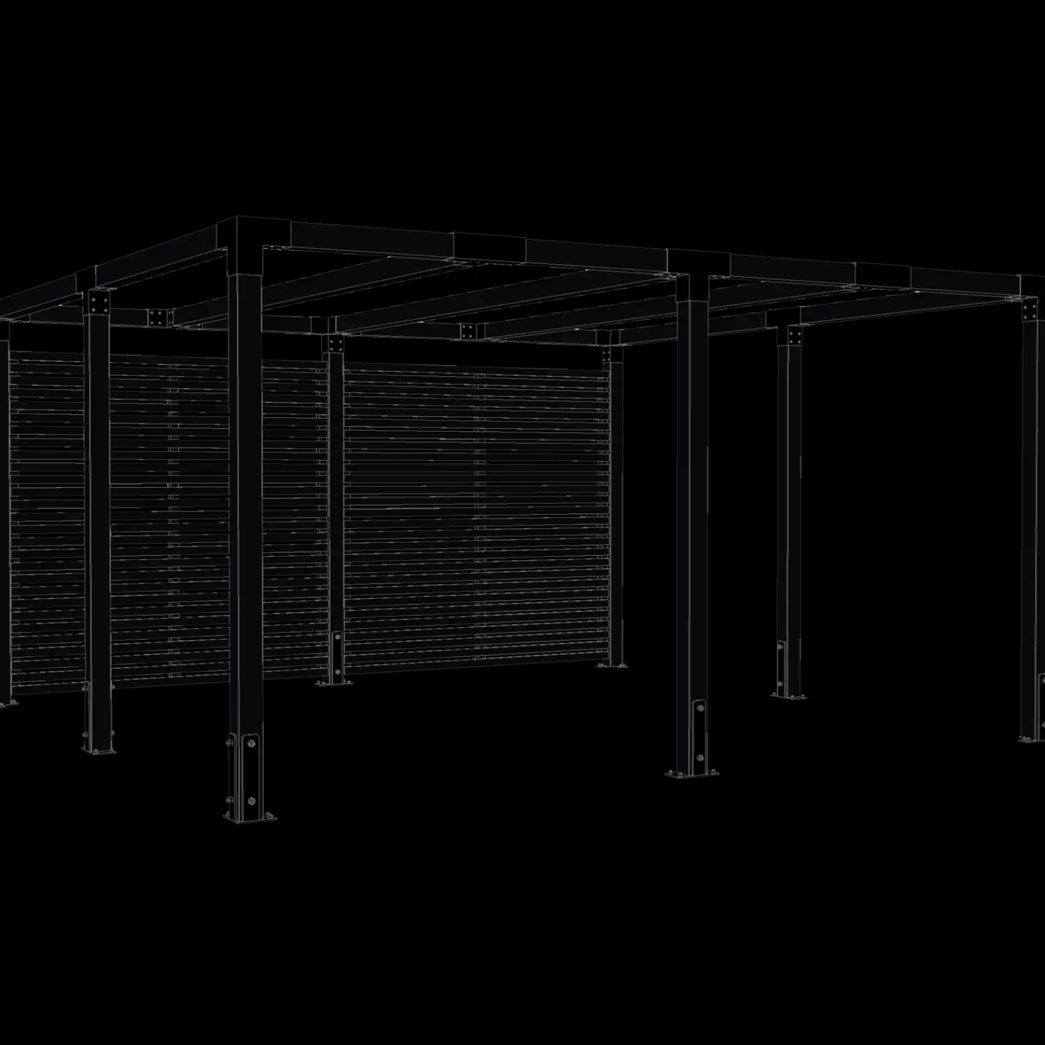 Plus Pergolaer Og Markiser^Cubic Pergola 3 moduler med tokyo hegn sort