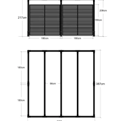 Plus Pergolaer Og Markiser^Cubic Pergola 3 moduler med tokyo hegn sort
