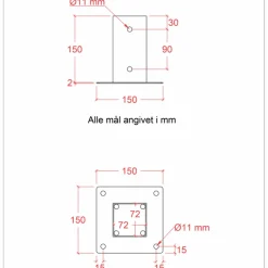 Hot Plus Cubic stolpefod t/fundament 9x9 cm varmgalvaniseret