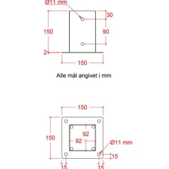 Hot Plus Cubic stolpefod t/fundament 9x9 cm varmgalvaniseret