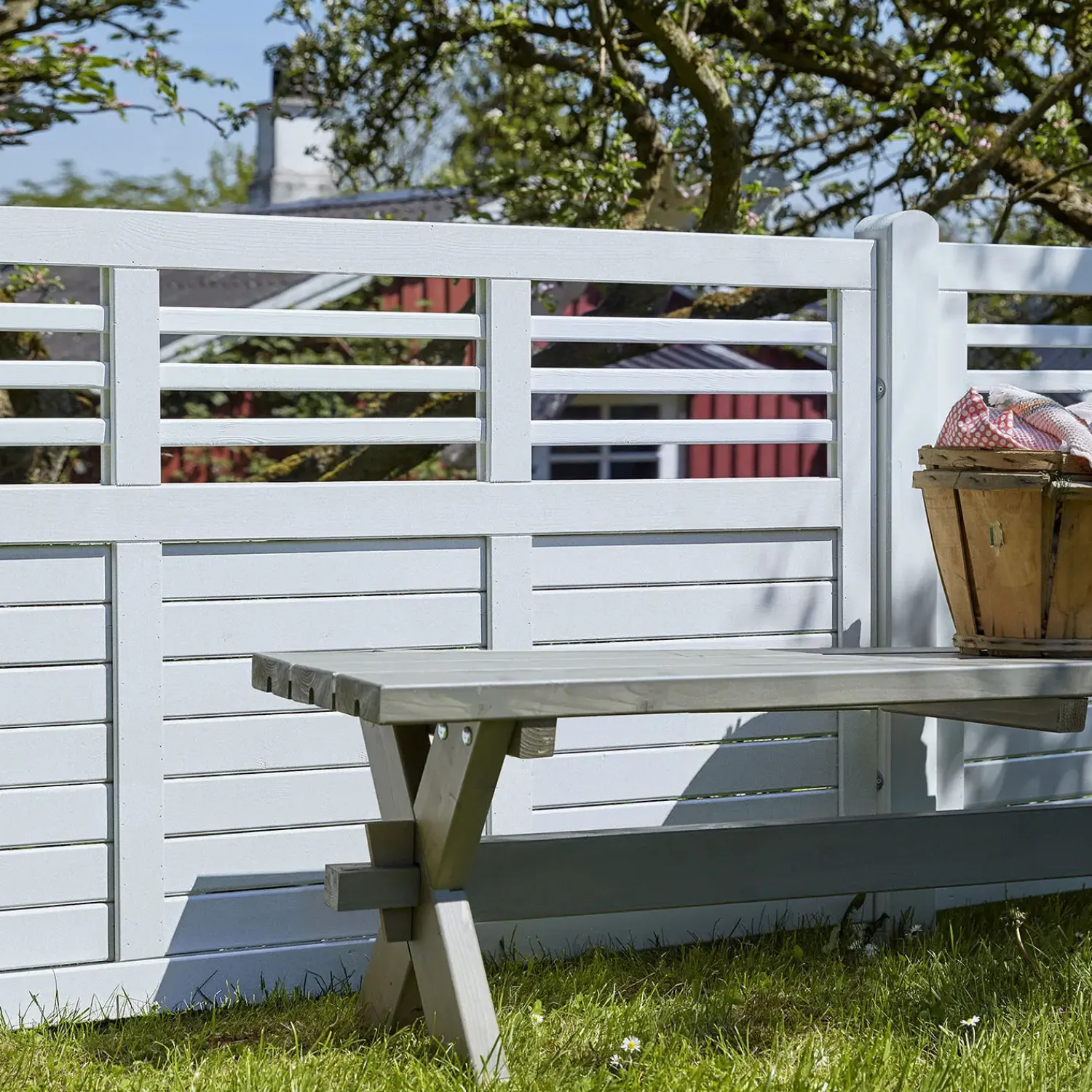 Plus Lamelhegn^Decora hegn 180x95 cm hvid