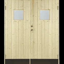 Clearance Plus dobbeltudhusdør panel med vindue inkl. karm HU 151,2x187,8 cm