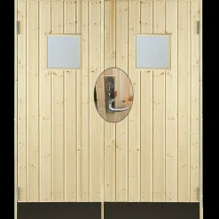 Plus Indretning Og Tilbehør Til Skure^dobbeltudhusdør panel med vindue inkl. karm/montagesæt HU 151,2x187,8 cm
