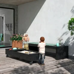 New Plus Fun sandkasse m/hjul og bænk 180 cm