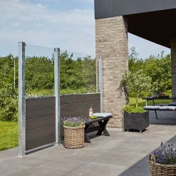 Online Plus Futura komposithegn m/klart glas 180x180 cm skiferfrå