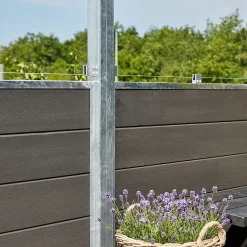 Online Plus Futura komposithegn m/klart glas 180x180 cm skiferfrå