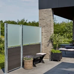 Sale Plus Futura komposithegn m/frosted glas 90x180 cm skifergrå