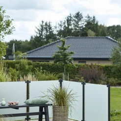 Plus Stål- Og Glashegn^glashegn t/rund stolpe 90x91 cm lamineret/frosted