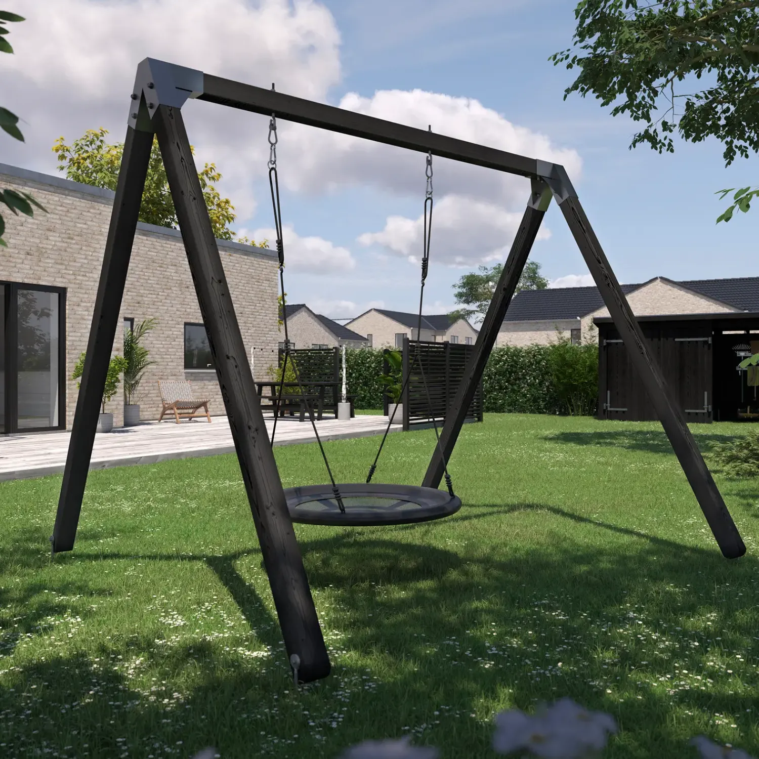 Børn Plus Gyngestativer^Gyngestativ Luksus inkl. rund redegynge Sort