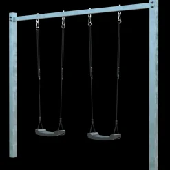 Børn Plus Gyngestativer^Gyngestativ m/2 gråsorte gyngesæder varmgalvaniseret stål