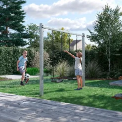 Børn Plus Gyngestativer^Gyngestativ m/2 gråsorte gyngesæder varmgalvaniseret stål