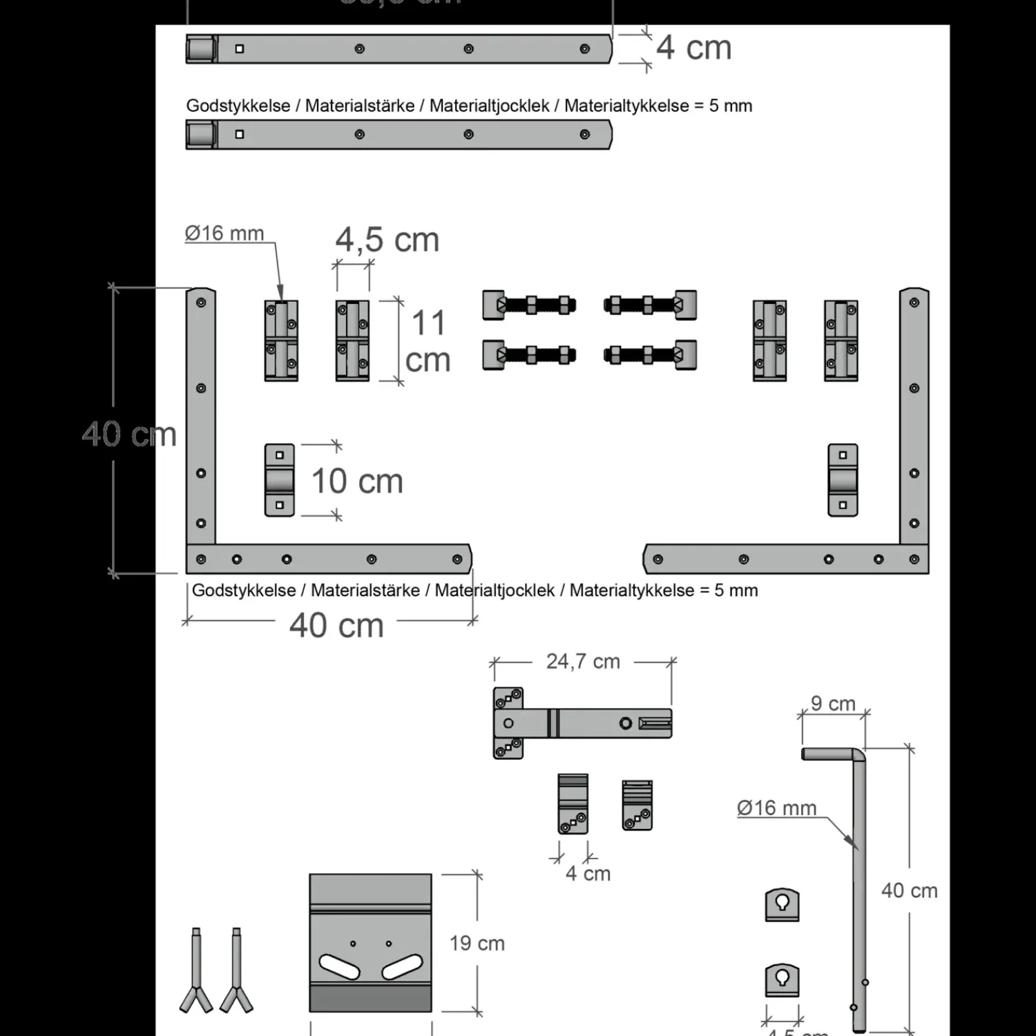 Outlet Plus Harmoni Dobbeltlåge inkl. beslag 200x107 cm sort