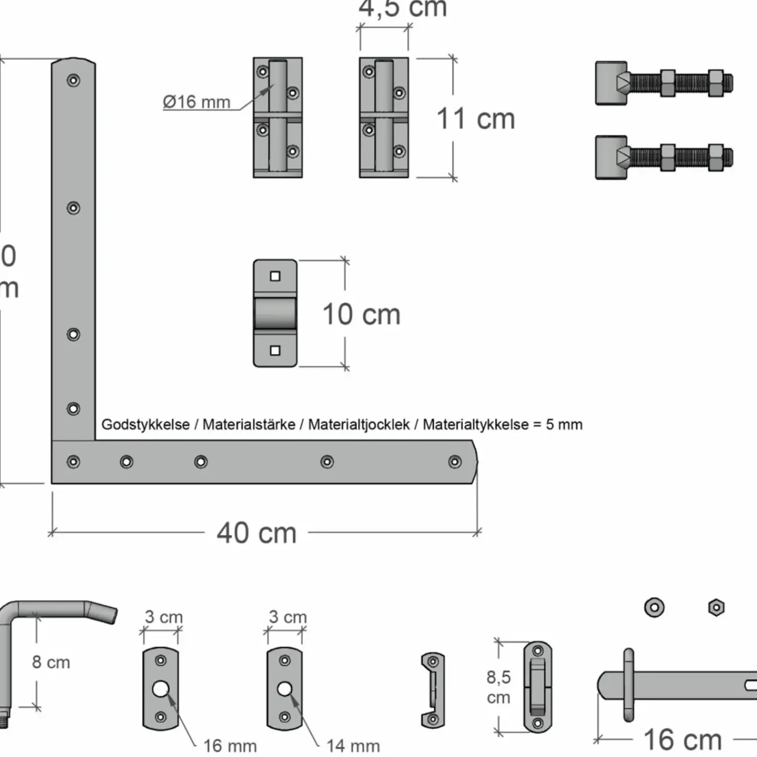 Plus Havelåger^Harmoni Enkeltlåge inkl. beslag 100x180 cm sort