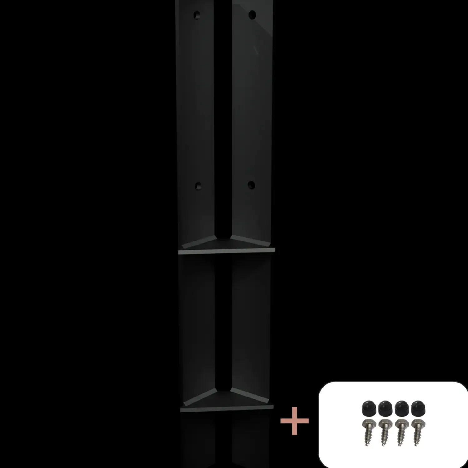 Online Plus Hjørne Stolpefod 60 cm 9x9 cm stolper til nedstøbning m/skruer sort