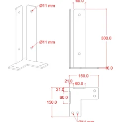 Plus Tilbehør Til Hegn^Hjørne Stolpefod til fundament  9x9x30 cm  m/skruer
