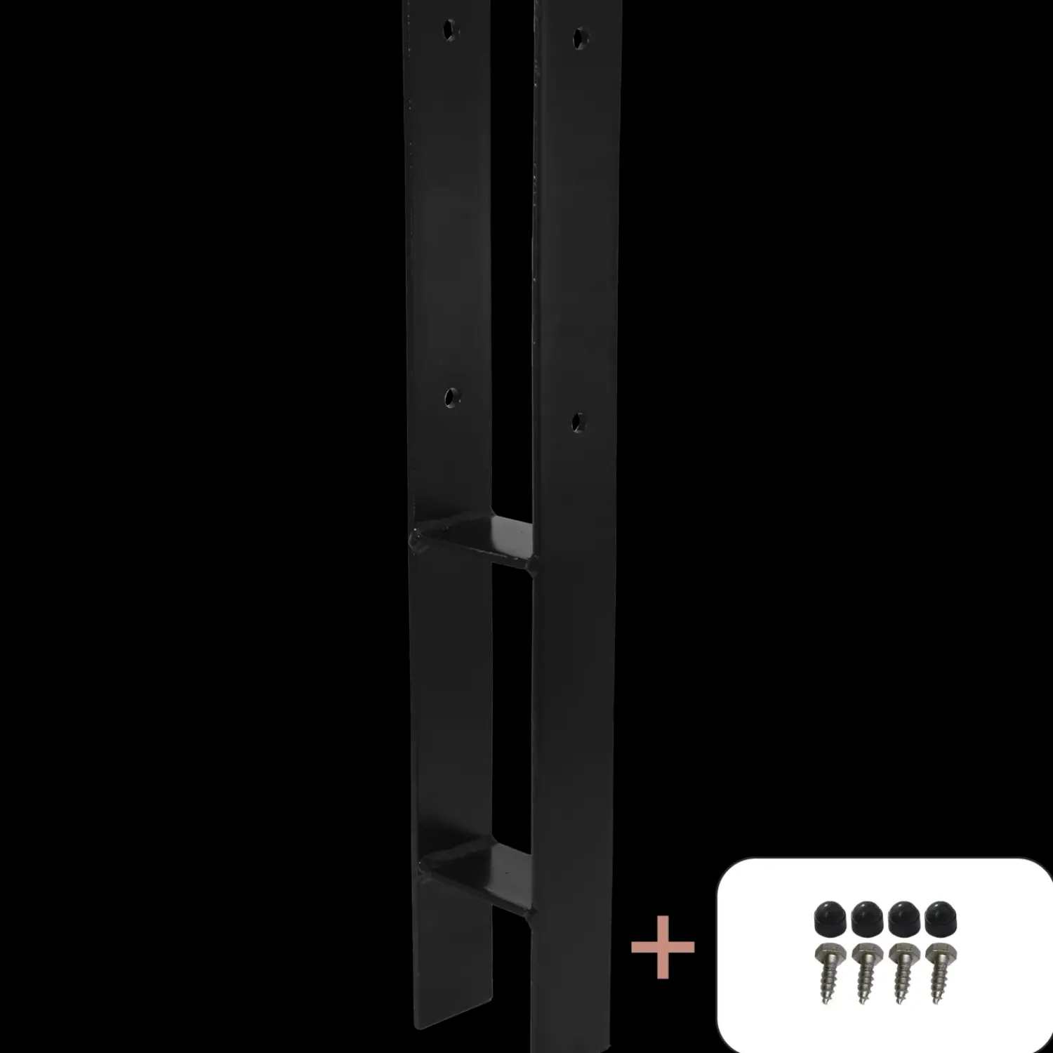 Plus Tilbehør Til Hegn^H-stolpefod 60 cm 9x9 cm stolper til nedstøbning m/skruer sort