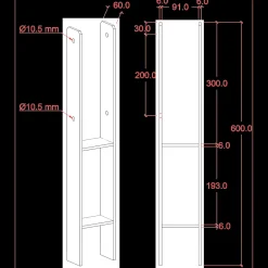 Plus Tilbehør Til Hegn^H-stolpefod 60 cm 9x9 cm stolper til nedstøbning m/skruer sort