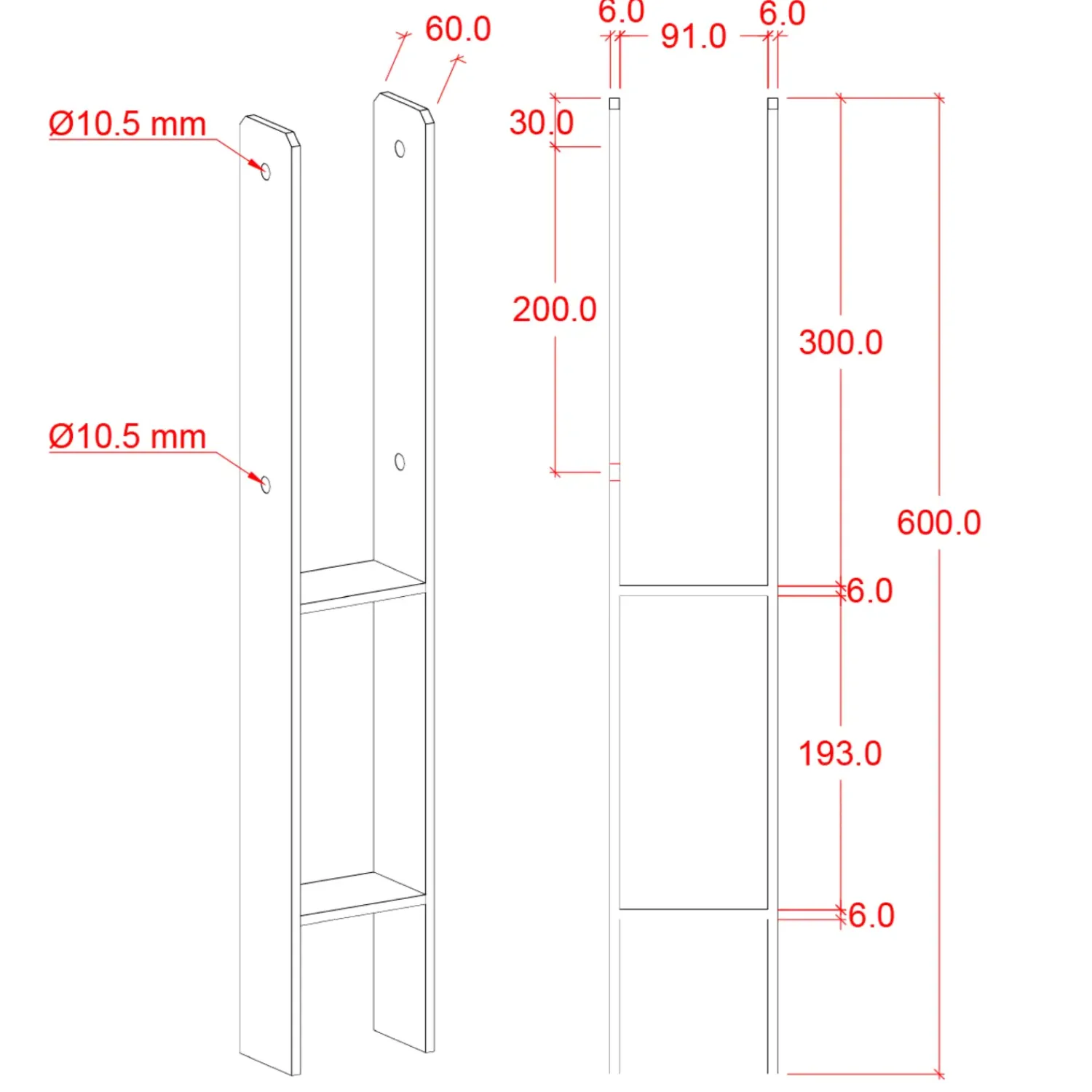 Sale Plus H-stolpefod t/nedstøbning sort