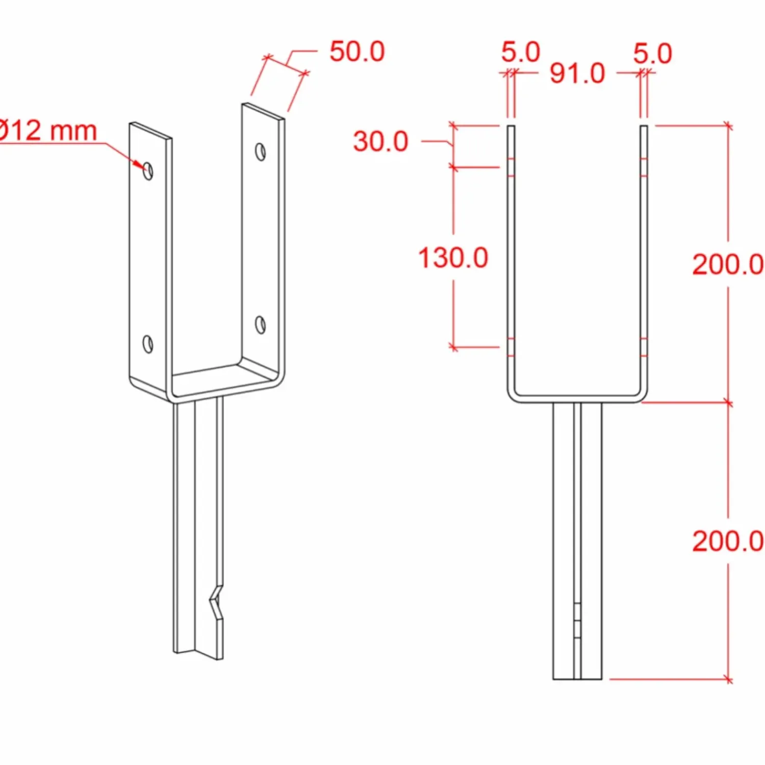 Sale Plus H-stolpefod t/nedstøbning sort