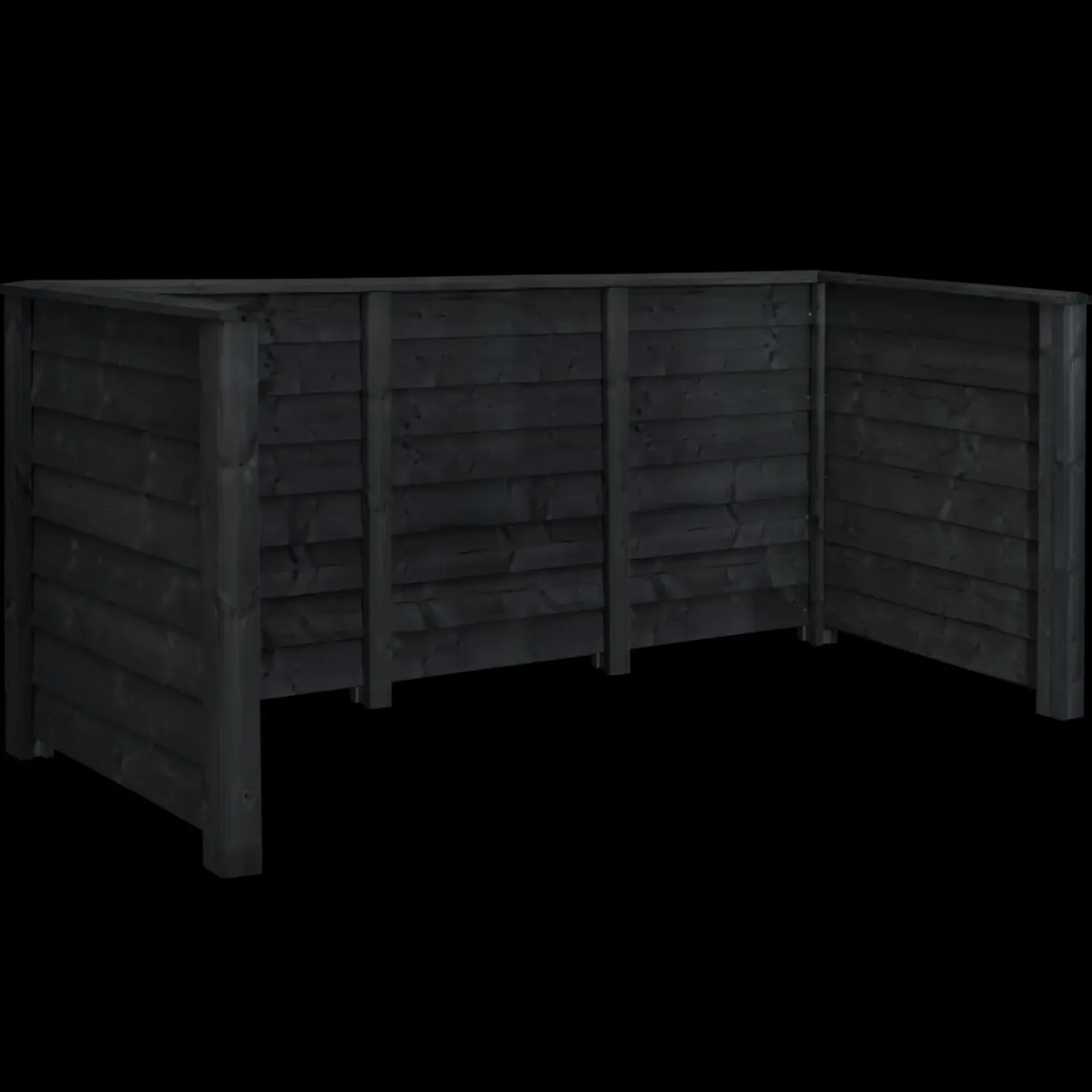 Plus Klink renovationsskjuler m/træstolper til nedgravning 108x194 cm sort