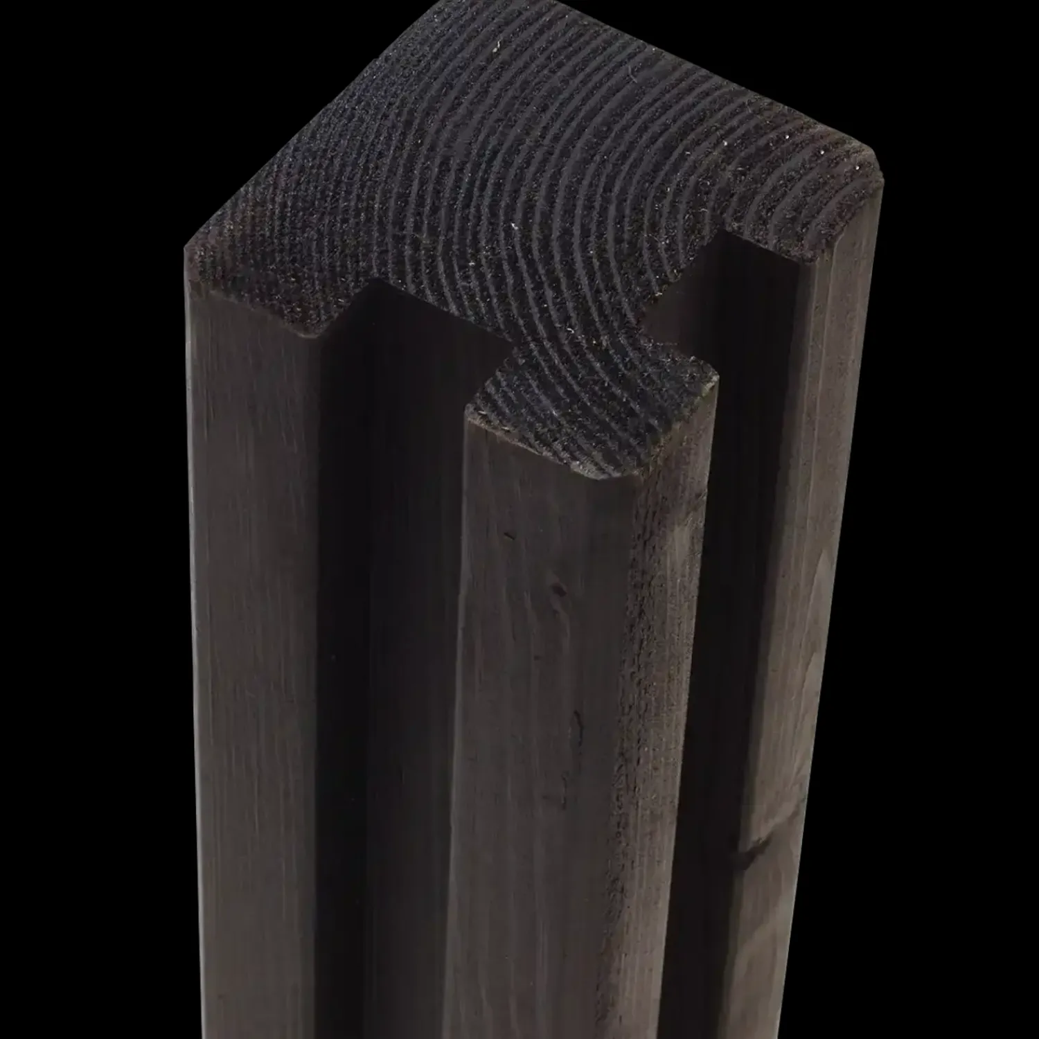 Plus Krydsskåret Profilstolpe m/2 spor Hjørne 9×9×188 cm Sort