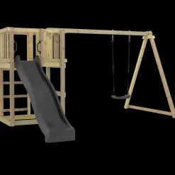 Børn Plus Legetårne^legetårn inkl. gyngestativ, gråsort rutsjebane og gynge